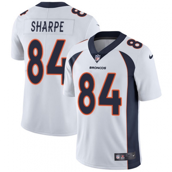 Men's Nike Denver Broncos 84 Shannon Sharpe White Vapor Untouchable Limited Player NFL Jersey