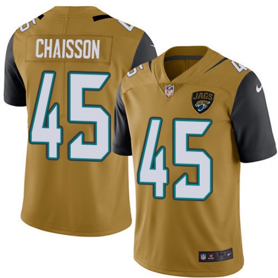 Youth Jacksonville Jaguars 45 K'Lavon Chaisson Gold Stitched NFL Limited Rush Jersey