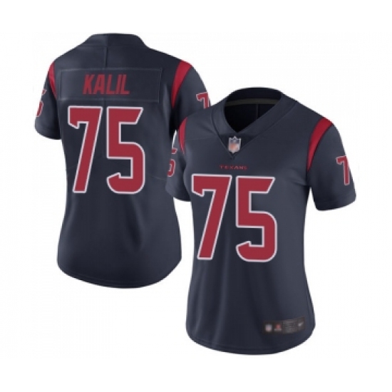 Women's Houston Texans 75 Matt Kalil Limited Navy Blue Rush Vapor Untouchable Football Jersey