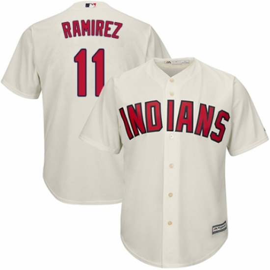 Men's Majestic Cleveland Indians 11 Jose Ramirez Replica Cream Alternate 2 Cool Base MLB Jersey