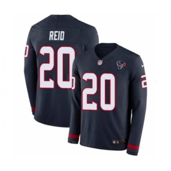Youth Nike Houston Texans 20 Justin Reid Limited Navy Blue Therma Long Sleeve NFL Jersey