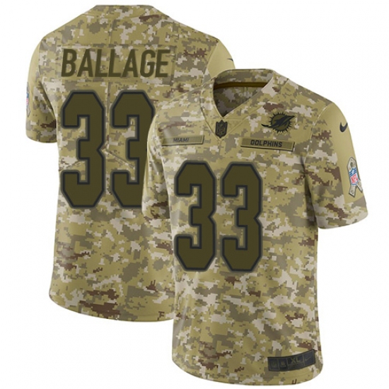 Men's Nike Miami Dolphins 33 Kalen Ballage Limited Camo 2018 Salute to Service NFL Jersey