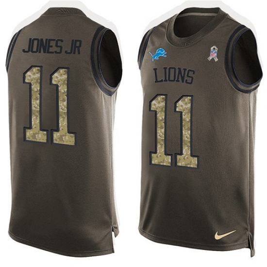 Men's Nike Detroit Lions 11 Marvin Jones Jr Limited Green Salute to Service Tank Top NFL Jersey
