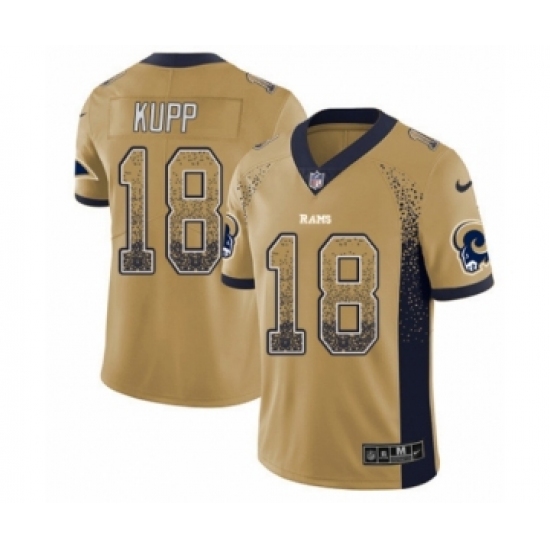 Men's Nike Los Angeles Rams 18 Cooper Kupp Limited Gold Rush Drift Fashion NFL Jersey
