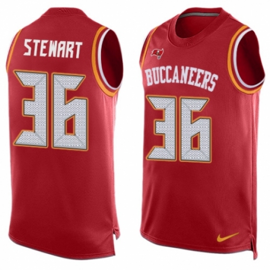 Men's Nike Tampa Bay Buccaneers 36 M.J. Stewart Limited Red Player Name & Number Tank Top NFL Jersey