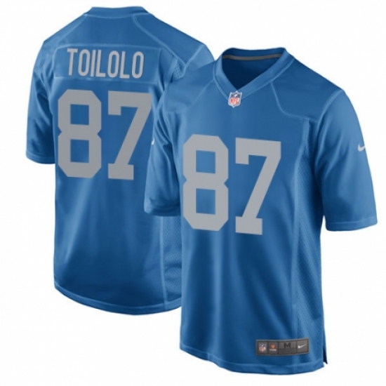 Men's Nike Detroit Lions 87 Levine Toilolo Game Blue Alternate NFL Jersey
