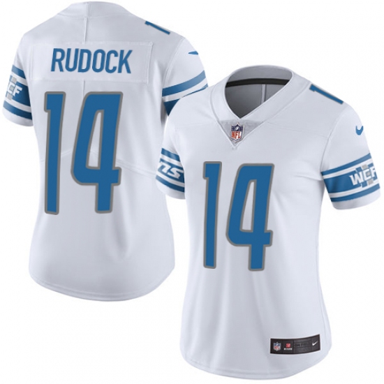 Women's Nike Detroit Lions 14 Jake Rudock Elite White NFL Jersey