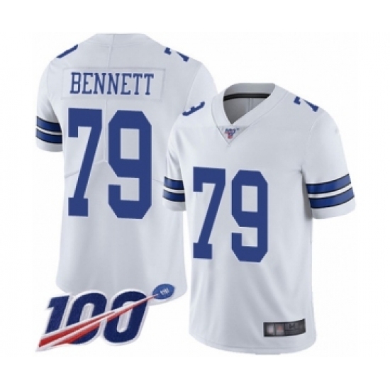 Men's Dallas Cowboys 79 Michael Bennett White Vapor Untouchable Limited Player 100th Season Football Jersey