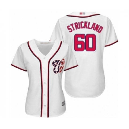 Women's Washington Nationals 60 Hunter Strickland Authentic White Home Cool Base Baseball Player Jersey