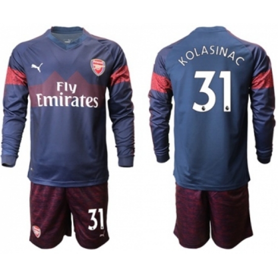 Arsenal 31 Kolasinac Away Long Sleeves Soccer Club Jersey