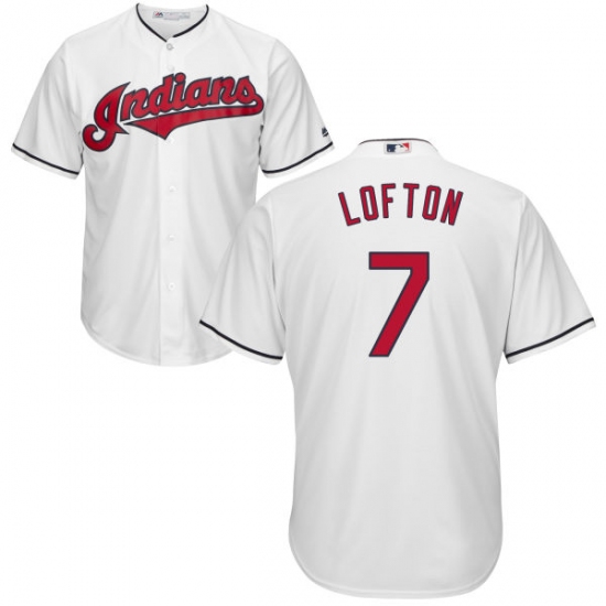 Men's Majestic Cleveland Indians 7 Kenny Lofton Replica White Home Cool Base MLB Jersey