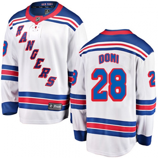 Men's New York Rangers 28 Tie Domi Fanatics Branded White Away Breakaway NHL Jersey