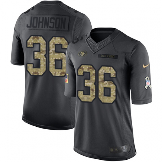 Men's Nike San Francisco 49ers 36 Dontae Johnson Limited Black 2016 Salute to Service NFL Jersey