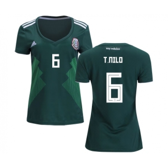 Women's Mexico 6 T.Nilo Home Soccer Country Jersey