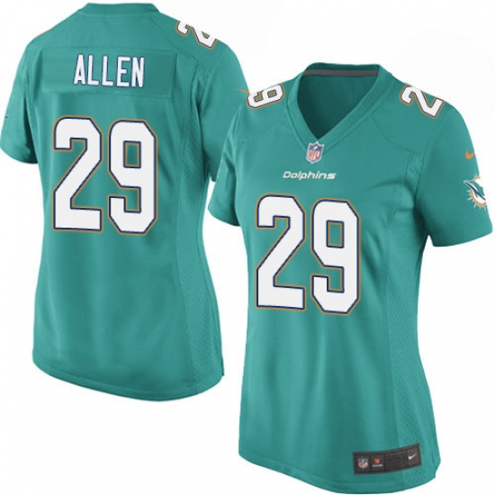Women's Nike Miami Dolphins 29 Nate Allen Game Aqua Green Team Color NFL Jersey