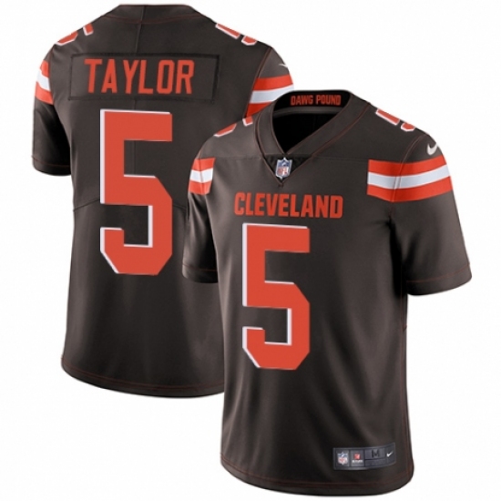 Men's Nike Cleveland Browns 5 Tyrod Taylor Brown Team Color Vapor Untouchable Limited Player NFL Jersey
