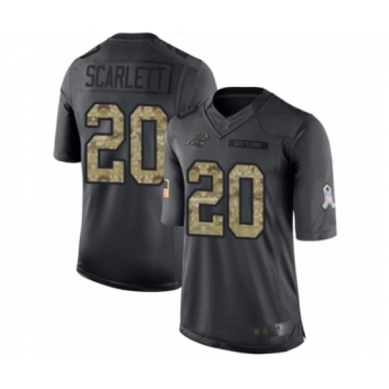 Men's Carolina Panthers 20 Jordan Scarlett Limited Black 2016 Salute to Service Football Jersey