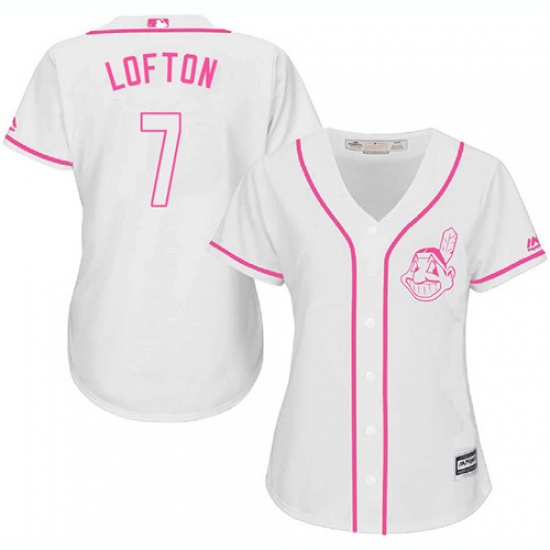 Women's Majestic Cleveland Indians 7 Kenny Lofton Authentic White Fashion Cool Base MLB Jersey