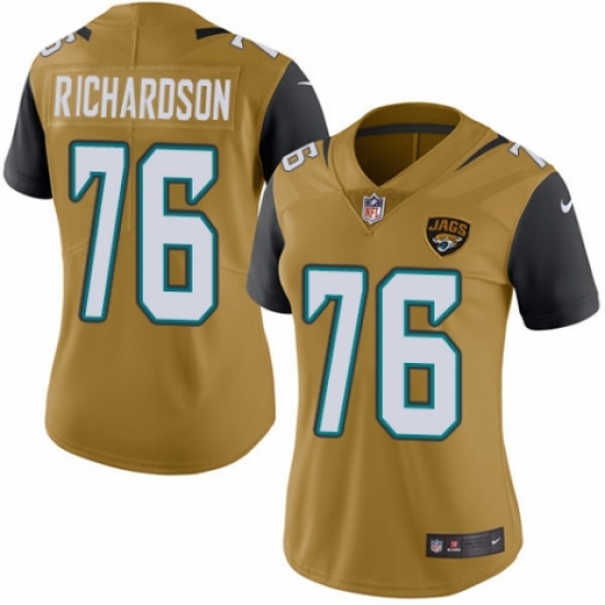 Women's Nike Jacksonville Jaguars 76 Will Richardson Limited Gold Rush Vapor Untouchable NFL Jersey