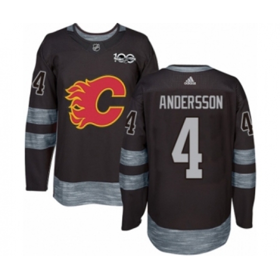 Men's Adidas Calgary Flames 4 Rasmus Andersson Authentic Black 1917-2017 100th Anniversary NHL Jersey