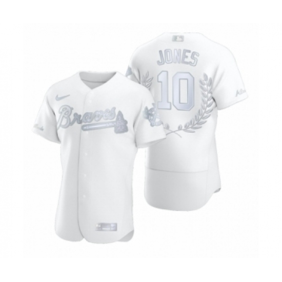Men's Chipper Jones 10 Atlanta Braves White Awards Collection NL MVP Jersey
