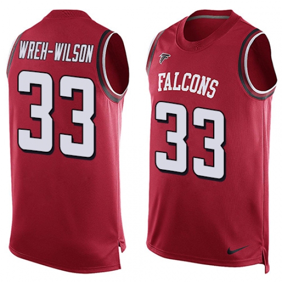 Men's Nike Atlanta Falcons 33 Blidi Wreh-Wilson Limited Red Player Name & Number Tank Top NFL Jersey