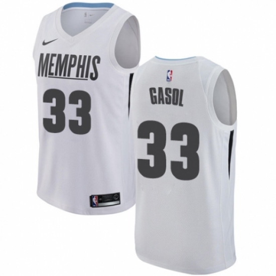 Men's Nike Memphis Grizzlies 33 Marc Gasol Swingman White NBA Jersey - City Edition