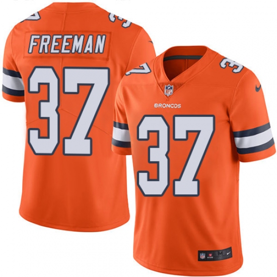 Youth Nike Denver Broncos 37 Royce Freeman Limited Orange Rush Vapor Untouchable NFL Jersey