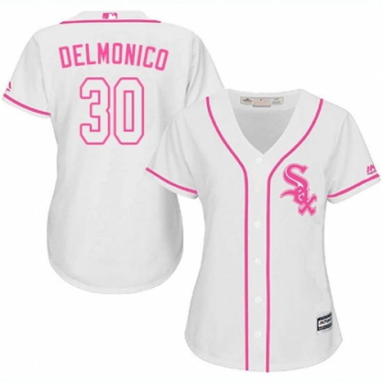 Women's Majestic Chicago White Sox 30 Nicky Delmonico Replica White Fashion Cool Base MLB Jersey