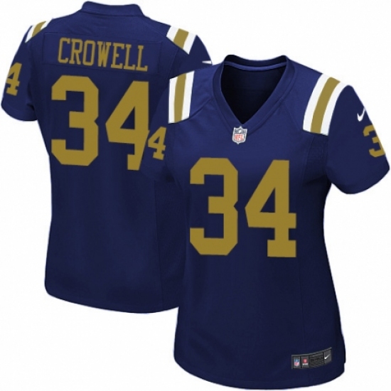 Women's Nike New York Jets 34 Isaiah Crowell Elite Navy Blue Alternate NFL Jersey