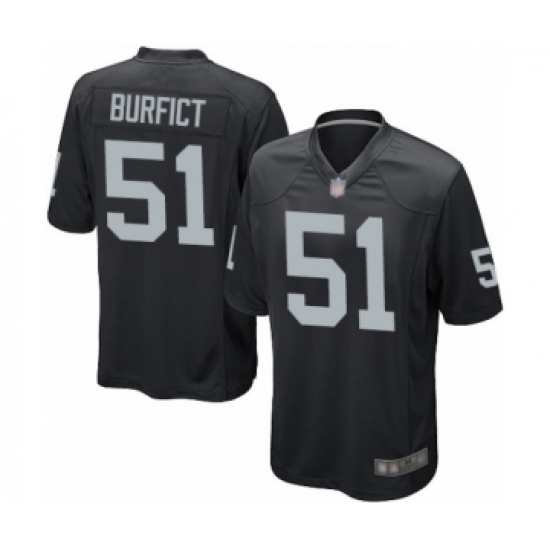 Men's Oakland Raiders 51 Vontaze Burfict Game Black Team Color Football Jersey