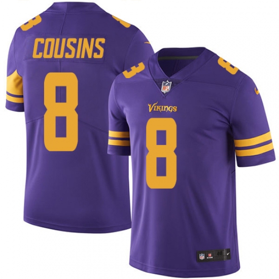 Men's Nike Minnesota Vikings 8 Kirk Cousins Limited Purple Rush Vapor Untouchable NFL Jersey