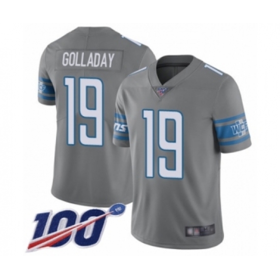 Youth Detroit Lions 19 Kenny Golladay Limited Steel Rush Vapor Untouchable 100th Season Football Jersey