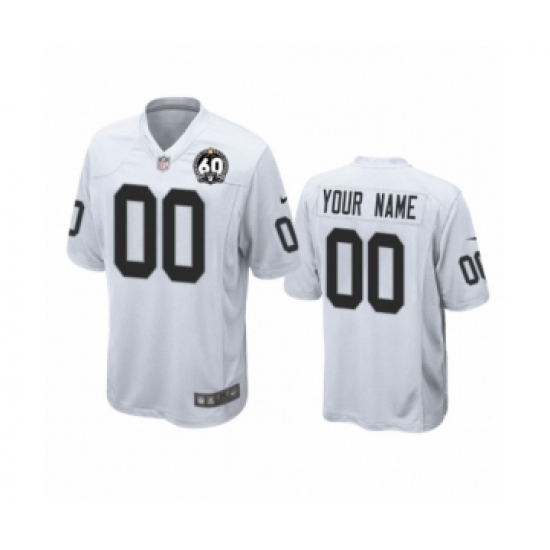 Men's Oakland Raiders Customized White 60th Anniversary Game Jersey