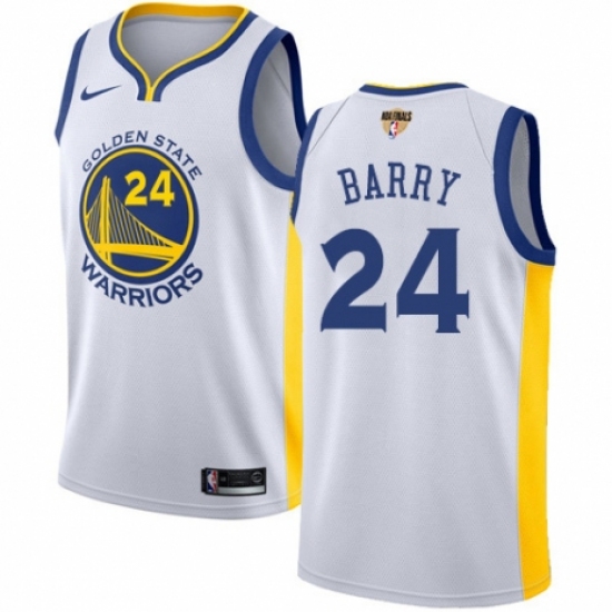 Youth Nike Golden State Warriors 24 Rick Barry Authentic White Home 2018 NBA Finals Bound NBA Jersey - Association Edition