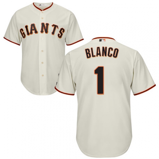 Men's Majestic San Francisco Giants 1 Gregor Blanco Replica Cream Home Cool Base MLB Jersey