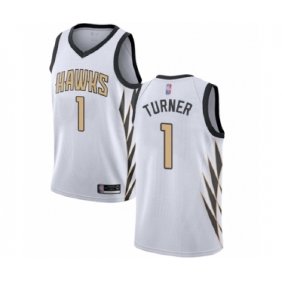 Men's Atlanta Hawks 1 Evan Turner Authentic White Basketball Jersey - City Edition