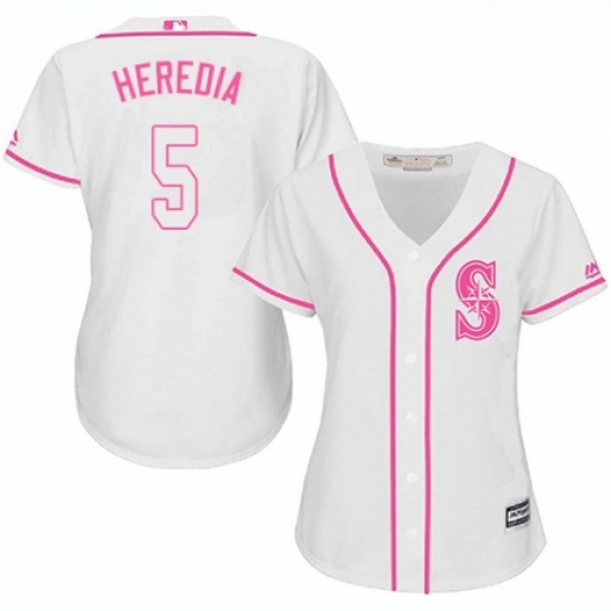 Women's Majestic Seattle Mariners 5 Guillermo Heredia Replica White Fashion Cool Base MLB Jersey