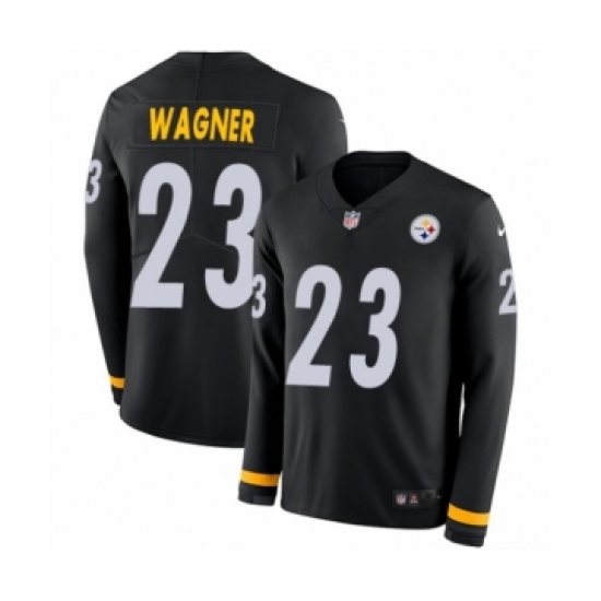 Youth Nike Pittsburgh Steelers 23 Mike Wagner Limited Black Therma Long Sleeve NFL Jersey