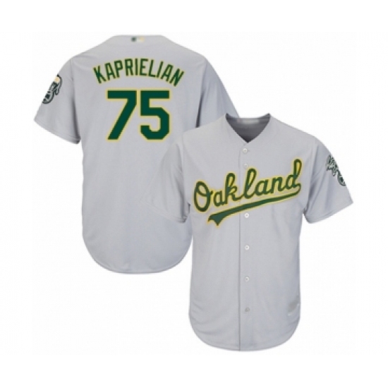 Youth Oakland Athletics 75 James Kaprielian Authentic Grey Road Cool Base Baseball Player Jersey