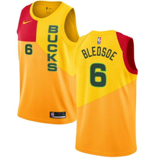 Women's Nike Milwaukee Bucks 6 Eric Bledsoe Swingman Yellow NBA Jersey - City Edition