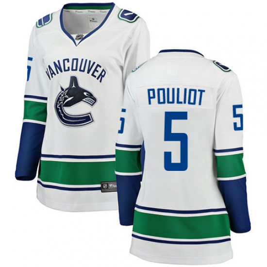 Women's Vancouver Canucks 5 Derrick Pouliot Fanatics Branded White Away Breakaway NHL Jersey