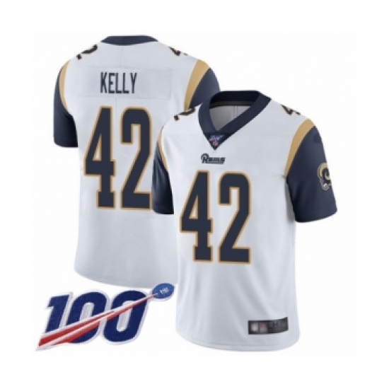 Men's Los Angeles Rams 42 John Kelly White Vapor Untouchable Limited Player 100th Season Football Jersey