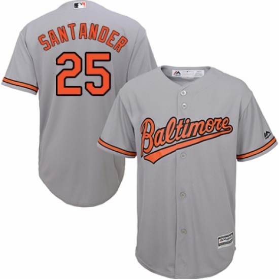 Youth Majestic Baltimore Orioles 25 Anthony Santander Replica Grey Road Cool Base MLB Jersey