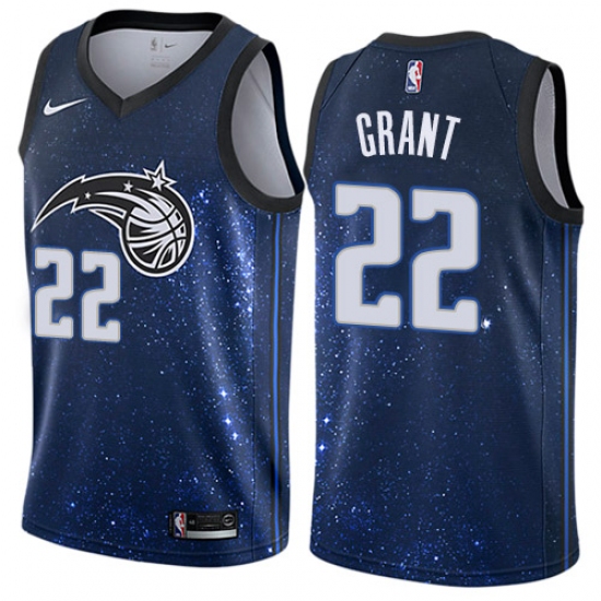 Men's Nike Orlando Magic 22 Jerian Grant Swingman Blue NBA Jersey - City Edition