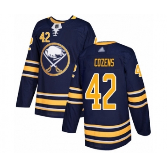 Men's Buffalo Sabres 42 Dylan Cozens Authentic Navy Blue Home Hockey Jersey