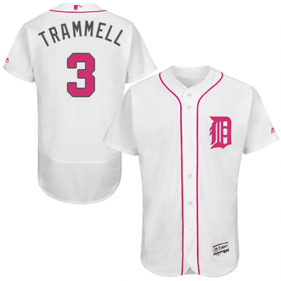 Men's Majestic Detroit Tigers 3 Alan Trammell Authentic White 2016 Mother's Day Fashion Flex Base MLB Jersey