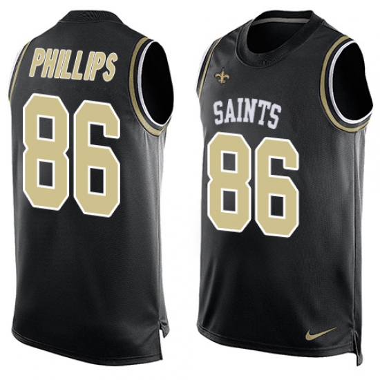 Men's Nike New Orleans Saints 86 John Phillips Limited Black Player Name & Number Tank Top NFL Jersey