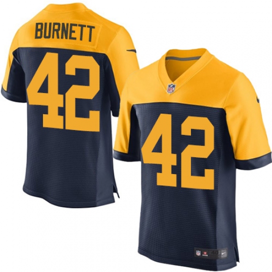Men's Nike Green Bay Packers 42 Morgan Burnett Elite Navy Blue Alternate NFL Jersey