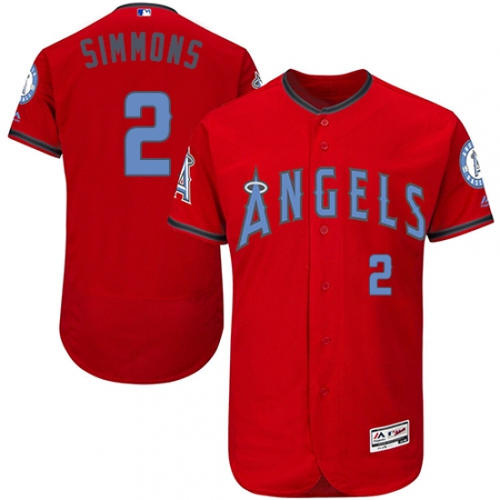 Men's Majestic Los Angeles Angels of Anaheim 2 Andrelton Simmons Authentic Red 2016 Father's Day Fashion Flex Base MLB Jersey